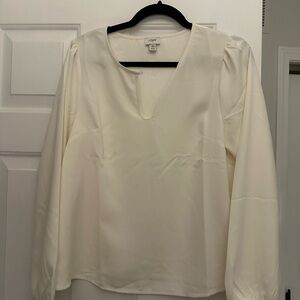 Jcrew Ivory Long Sleeve Blouse